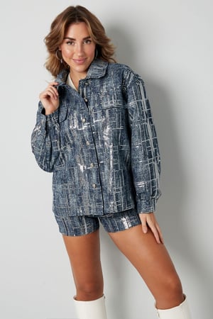 Jacke im Denim-Look mit Pailletten - Blau - S h5 Bild5